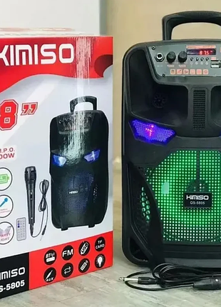 Портативна акустична колонка kimiso qs-5805 з мікрофоном і світломузкою
