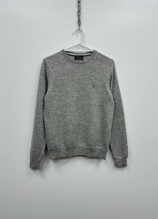 Шерстяний светр кофта gant fine lambswool crew neck sweater grey