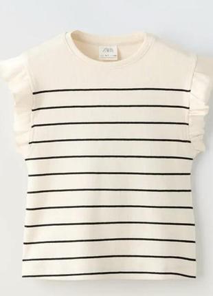 Стильна котонова футболка у смужку, zara, 13-14 років