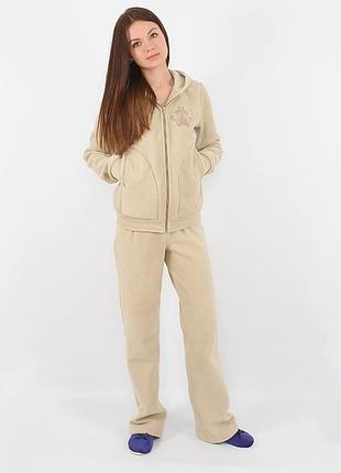 Жіночий флісовий костюм на блискавці бежевий, 2xl