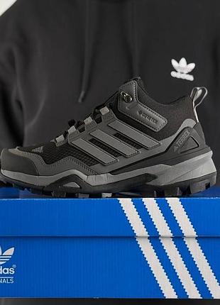 Мужские кроссовки на зиму adidas terrex fur gore tex темно серые адидас террекс на меху гортекс водонепроницаемые