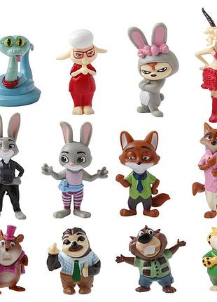 Игрушка реалистичные фигурки зоотрополис (зверополис), 12 персонажей zootopia для детей (l_15779)