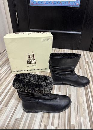 Чоботи жіночі bosca чорні зимові натуральна шкіра