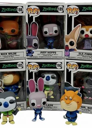 Колекційний набір фігурок funko pop "зоотрополіс" (zootopia) — 6 штук