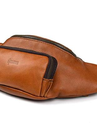 Стильна сумка на пояс бренду tarwa gb-3079-4lx у коньячному кольорі