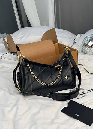 Женская сумка премиум coach tabby shoulder bag black with gold