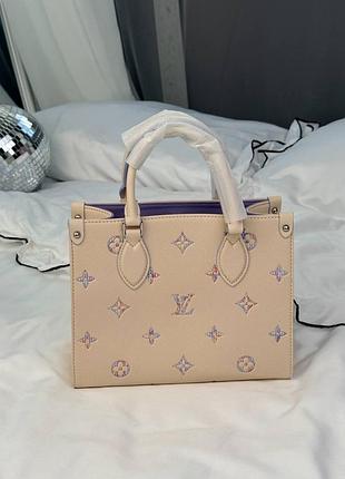Женская сумка премиум onthego pm purple multicolor monogram cream