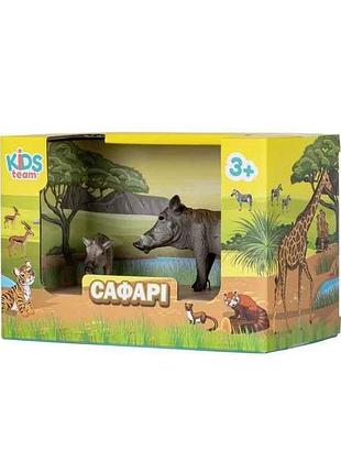 Набір тварин сафарі q9899-a33 кабан африканський бородавочник та дитинча тм kids team animals