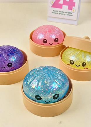 Игрушка большой антистресс dumpling (10 см) сквиш пельмень глиттер игрушка сюрприз, 1 шт для детей (l_15972)