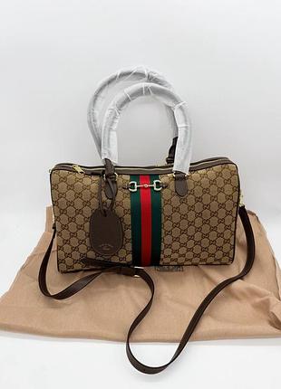 Женская сумка премиум horsebit 1955 web gg supreme boston bag
