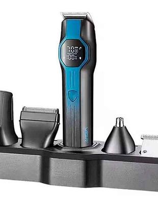 Машинка для подстригания аккумулятор 13в1 v-173 blue, 13 насадок, led дисплей тм vgr
