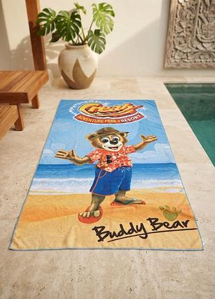 🌴 яскравий пляжний рушник "buddy bear" (adventure park & resort) 🧸 чудовий великий рушник для відпочинку біля моря, басейну,