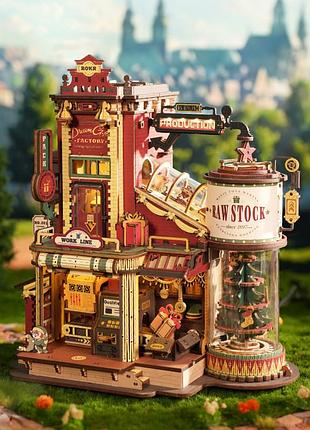 Игрушка румбокс фабрика игрушек конструктор интерьерный свет + музыка (449 дет) для детей (l_14809)