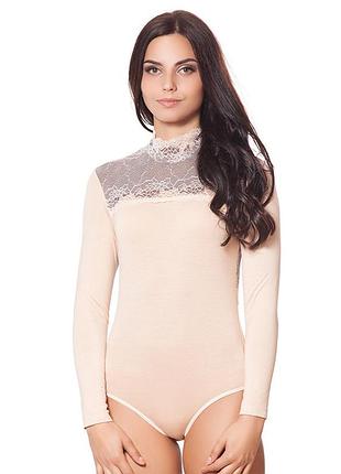 Стильное женское боди xl, бежевый