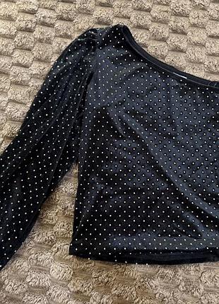 Кофта для підлітків zara чорна в горох на одне плече 146-152