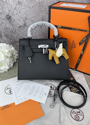 Hermes kelly 25 black silver