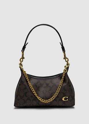 💎 coach juliet shoulder bag leather in signature canvas brown