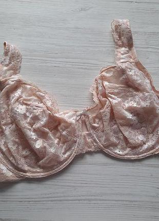 Кремовий бюстгальтер 42g 95g 100g victoria's secret оригінал чашка g м'яка чашка без пушапу на кісточках світлий рожевий мереживний без поролону
