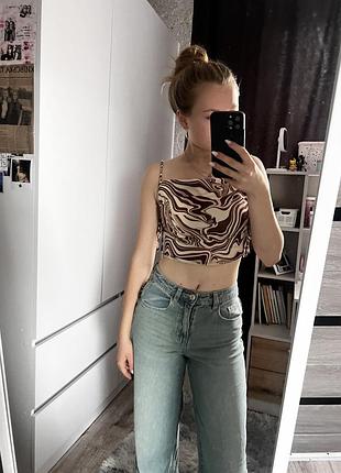 Жіночий топ zara з абстрактним принтом, розмір xs