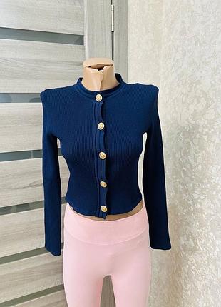 Кардиган жіночий zara синій на ґудзиках