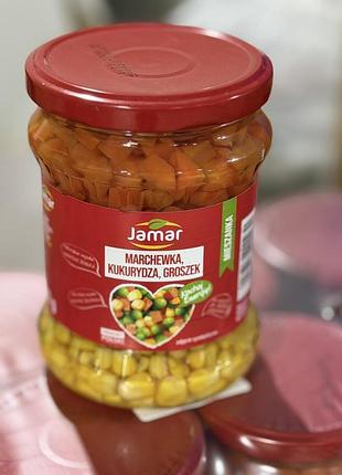 Овощная консервация ассорти кукуруза горошек морковь
