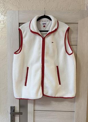 Жилетка tommy hilfiger біла з червоним флісова