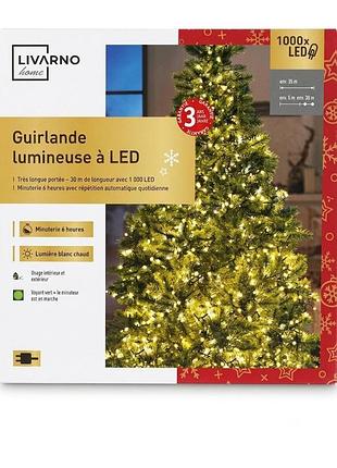 Светодиодная гирлянда livarno home 1000 led, теплый белый свет, 35 м