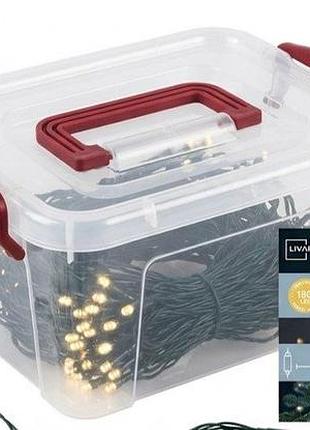 Светодиодная гирлянда-лошадиный хвост livarno home 180 led (10x2.2 м) с таймером, теплый белый свет, ip44 в контейнере
