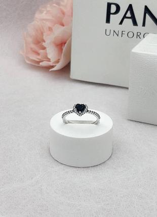 Кільце для жінок pandora срібне чорне серце