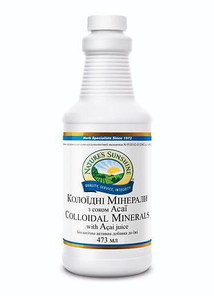 Жидкие коллоидные минералы с соком асаи, colloidal minerals with acai juice, nature’s sunshine, сша, 473 мг
