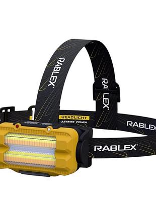 Фонарь налобный аккумуляторный rablex rb-981, желтый+белый+красный, 3хt6+4хcob, sensor, type-c