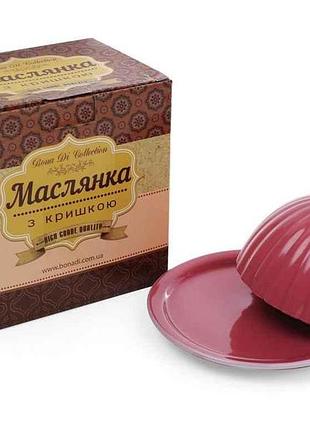 Масленка керамическая 14см, цвет - клубника 344-077 тм bonadi