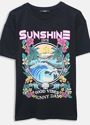 Футболка жіноча чорна з принтом sunshine s