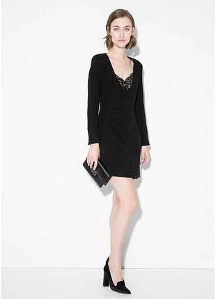 Платье с кружевной вставкой женское р.m (укр.44-46) черное 31009078 тм mango