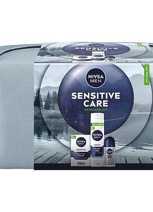 Набор подарочный для лобовиков 2025 men sensitive care с косметичкой тм nivea