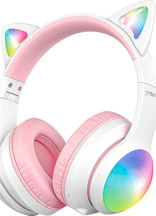 Беспроводные наушники proove kids lumicat (app) white/pink
