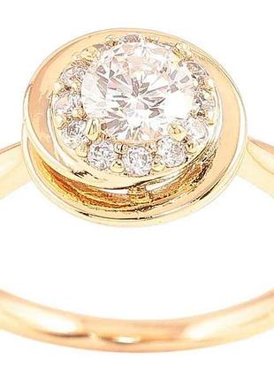 Каблучка позолота 18k «візерунок з цирконієм» (258599) р.16 тм xuping
