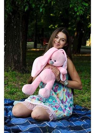 Мягкая игрушка зайчик майя 60см розовый тм три мешка