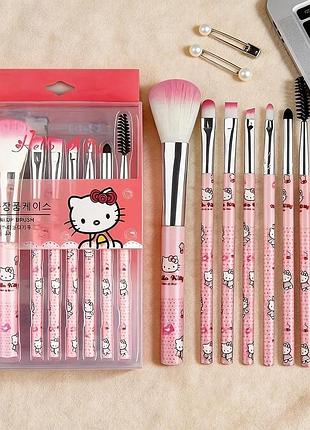 Набір пензлів для макіяжу hello kitty, рожевий