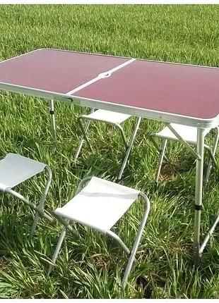 Стол для пикника раскладной с 4 стульями folding table 120х60х55 60 70 см 3 режима высоты
