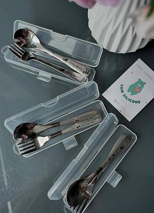 Дитячі металеві прибори у футлярі із високоякісної сталі