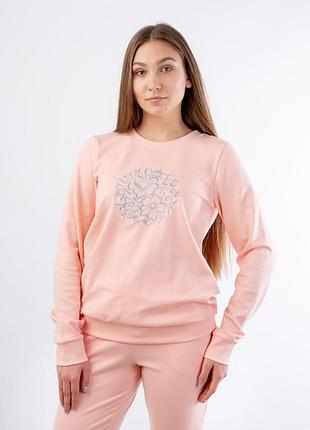 Кофта жіноча персикова з вишивкою персиковый/св., m