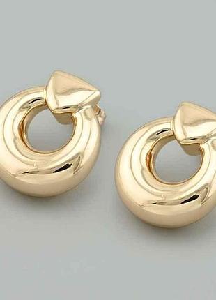 Сережки пусети стиль 54075 26*23мм 6,5г позолота 18к тм xuping