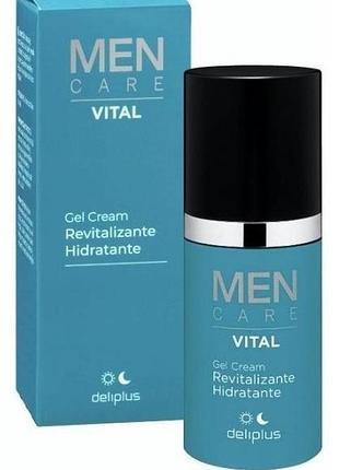 Чоловічий гель-крем для обличчя відновлення та зволоження deliplus men care vital revitalizing and moisturizing 50 мл
