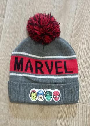 Серая теплая двойная вязаная шапочка marvel primark на мальчика