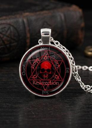 Кулон пентаграмма алукарда hellsing оберег амулет подвеска с красной пентаграммой