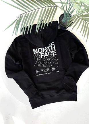 Мужское зимнее худи the north face черное кофта зе норт фейс с капюшоном на микрофлисе m (b)