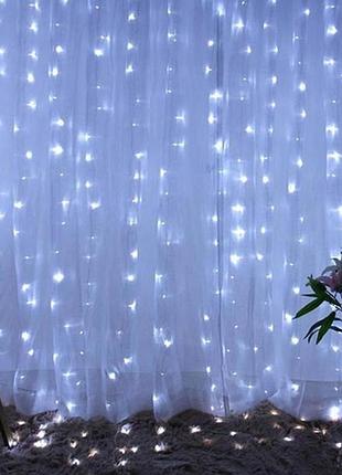 Гирлянда штора 2х2 м xmas 160 led w-9 белая на медной проволоке+соединитель