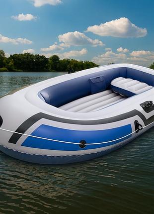 Надувний човен jr-2300 3-місний 225×133×41 см з насосом, веслами та подушкою.