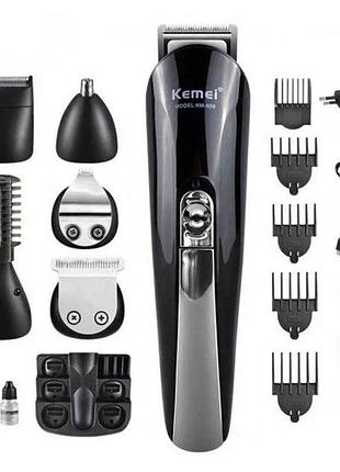 Машинка для стрижки волос kemei km-600 11 в 1 триммер, бритва с подставкой